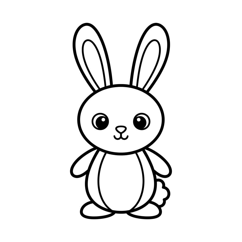Bunny free baby animals coloring page line art