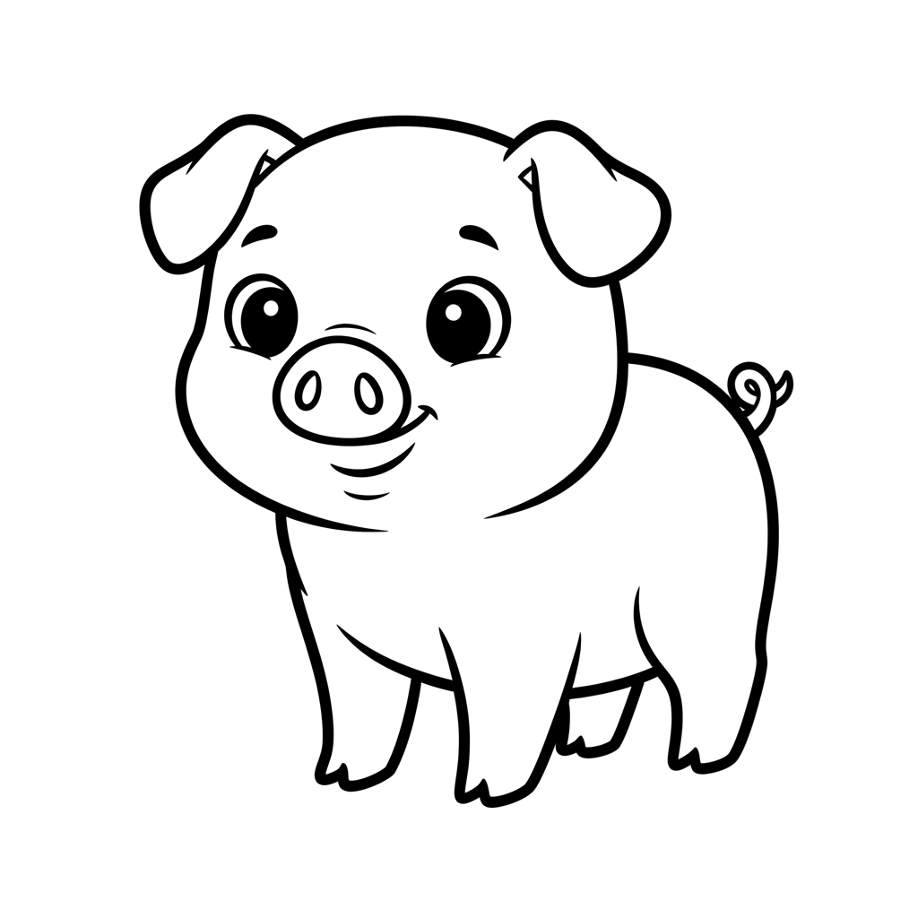 Piglet free baby animals coloring page line art