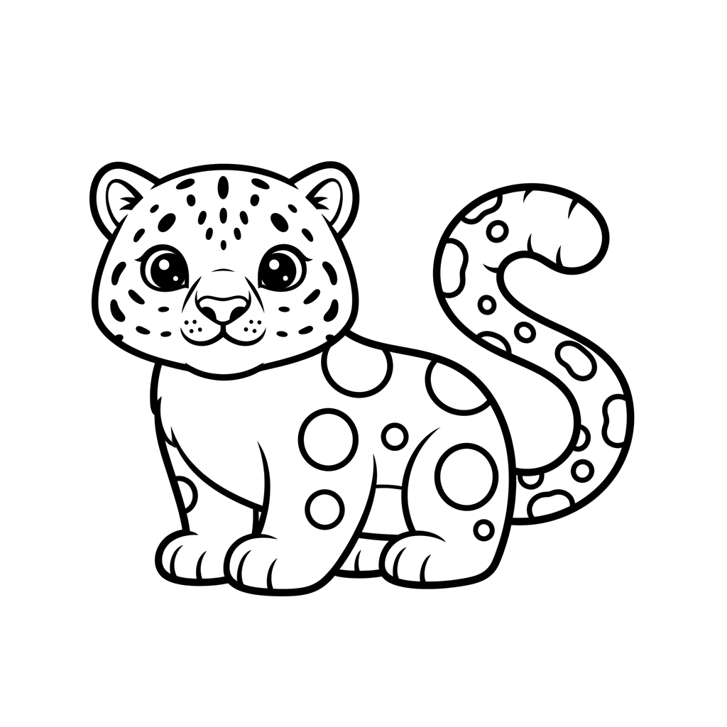 Snow Leopard free big cats coloring page line art