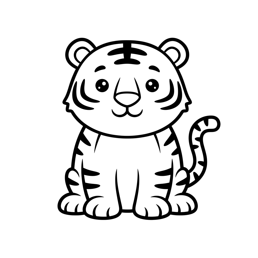 Tiger free big cats coloring page line art