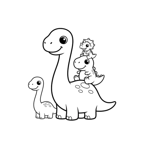 Dino Family free dinosaurs coloring page line art