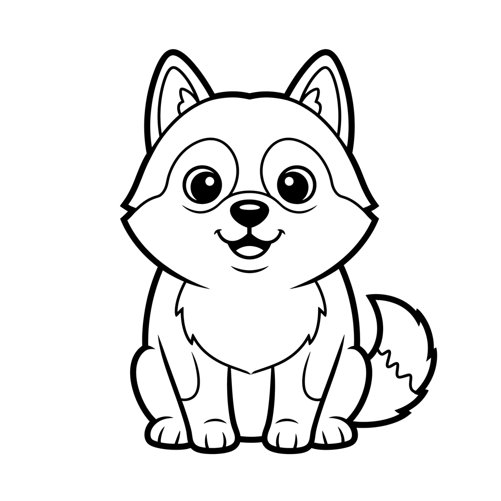 Husky free dogs coloring page line art