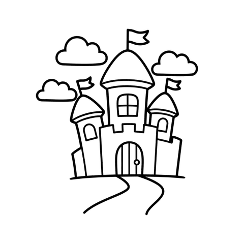 Castle line art representing the fantasy coloring collection