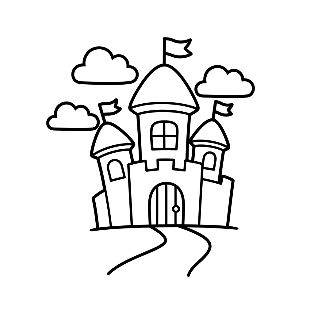 Castle free fantasy coloring page line art