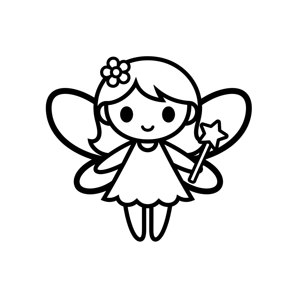 Fairy free fantasy coloring page line art