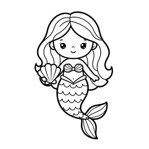 Mermaid free fantasy coloring page line art