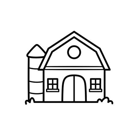 Barn line art representing the farm coloring collection