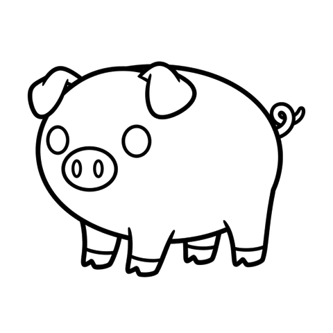 Pig free farm coloring page line art