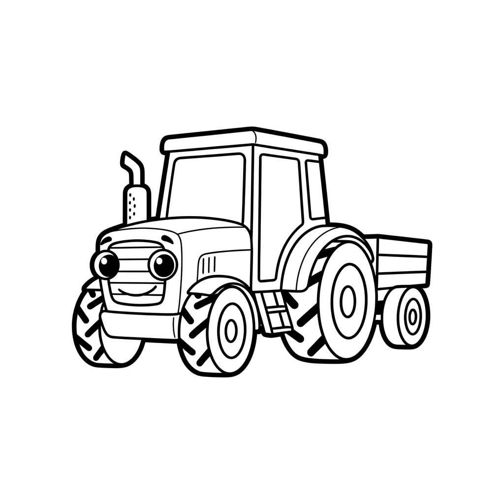 Tractor free farm coloring page line art