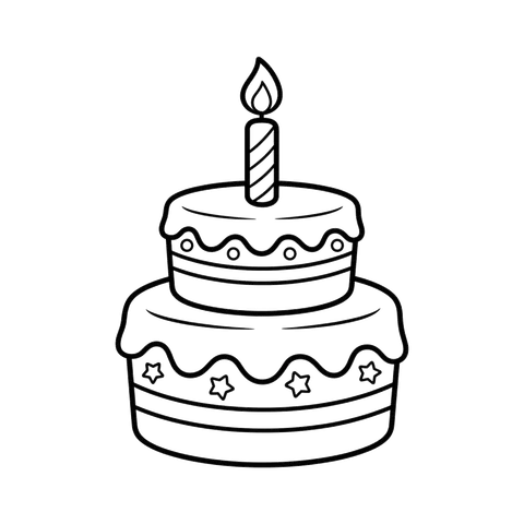Birthday Cake line art representing the food coloring collection