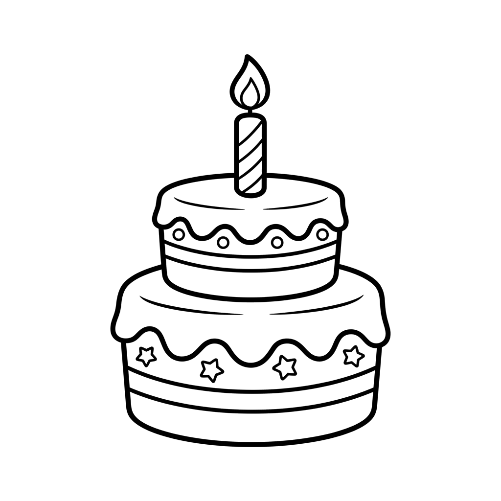 Birthday Cake free food & treats coloring page line art