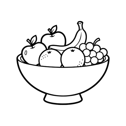 Fruit Bowl free food & treats coloring page line art