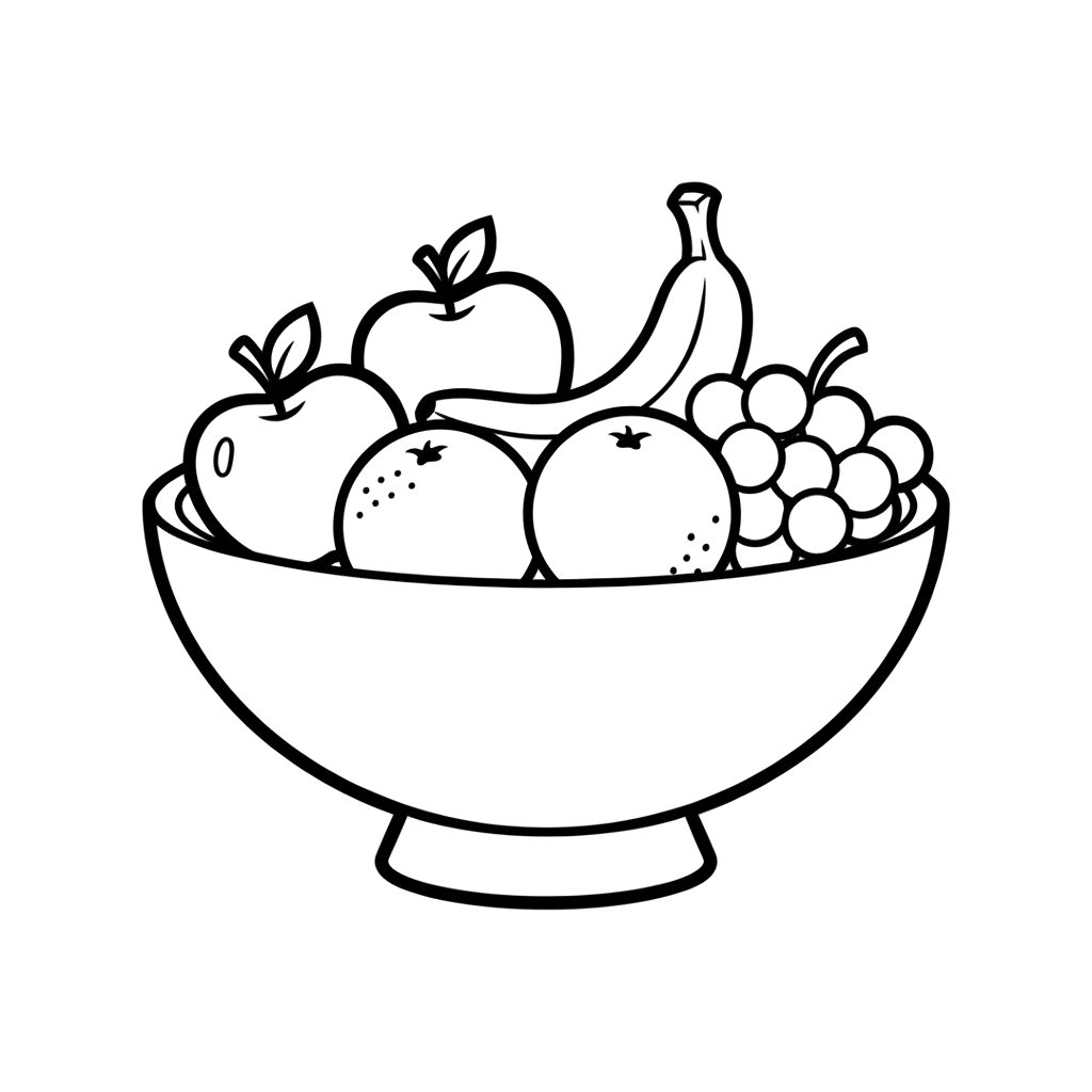 Fruit Bowl free food & treats coloring page line art