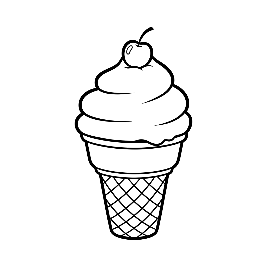 Ice Cream Cone free food & treats coloring page line art