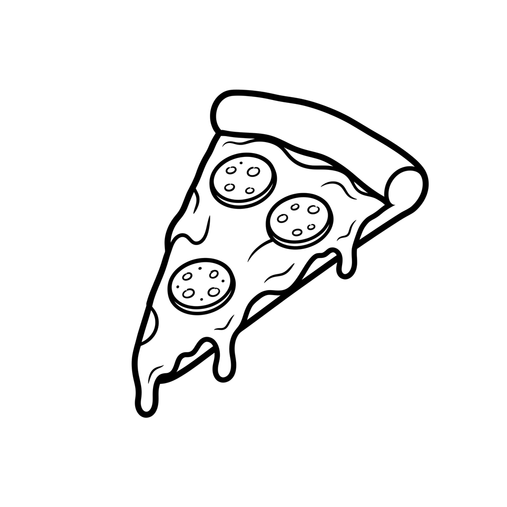 Pizza free food & treats coloring page line art