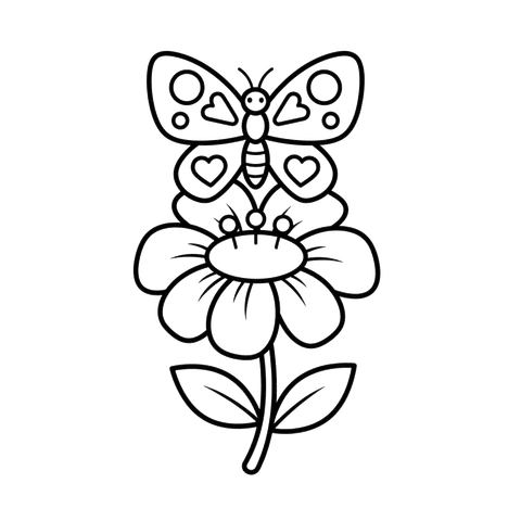 Butterfly On Flower line art representing the nature coloring collection