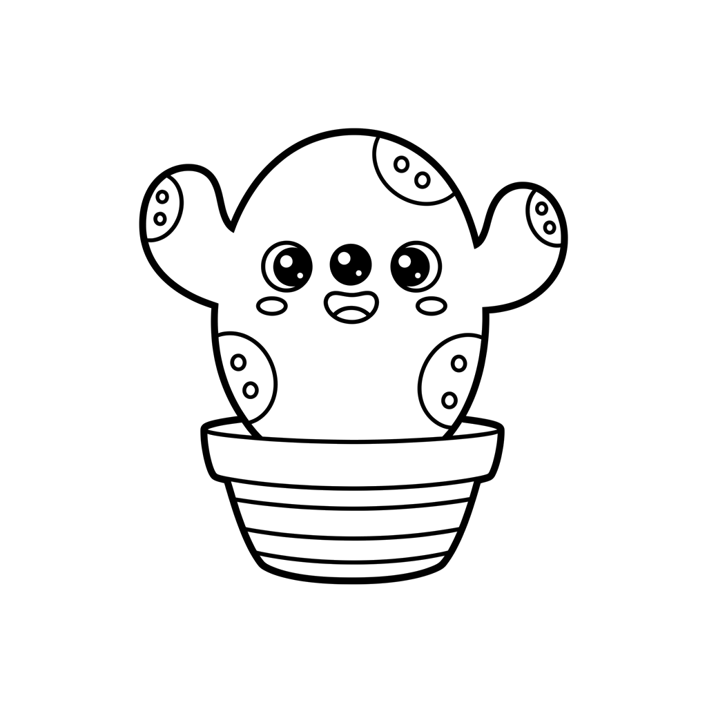 Cactus free flowers & nature coloring page line art