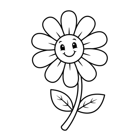 Daisy free flowers & nature coloring page line art