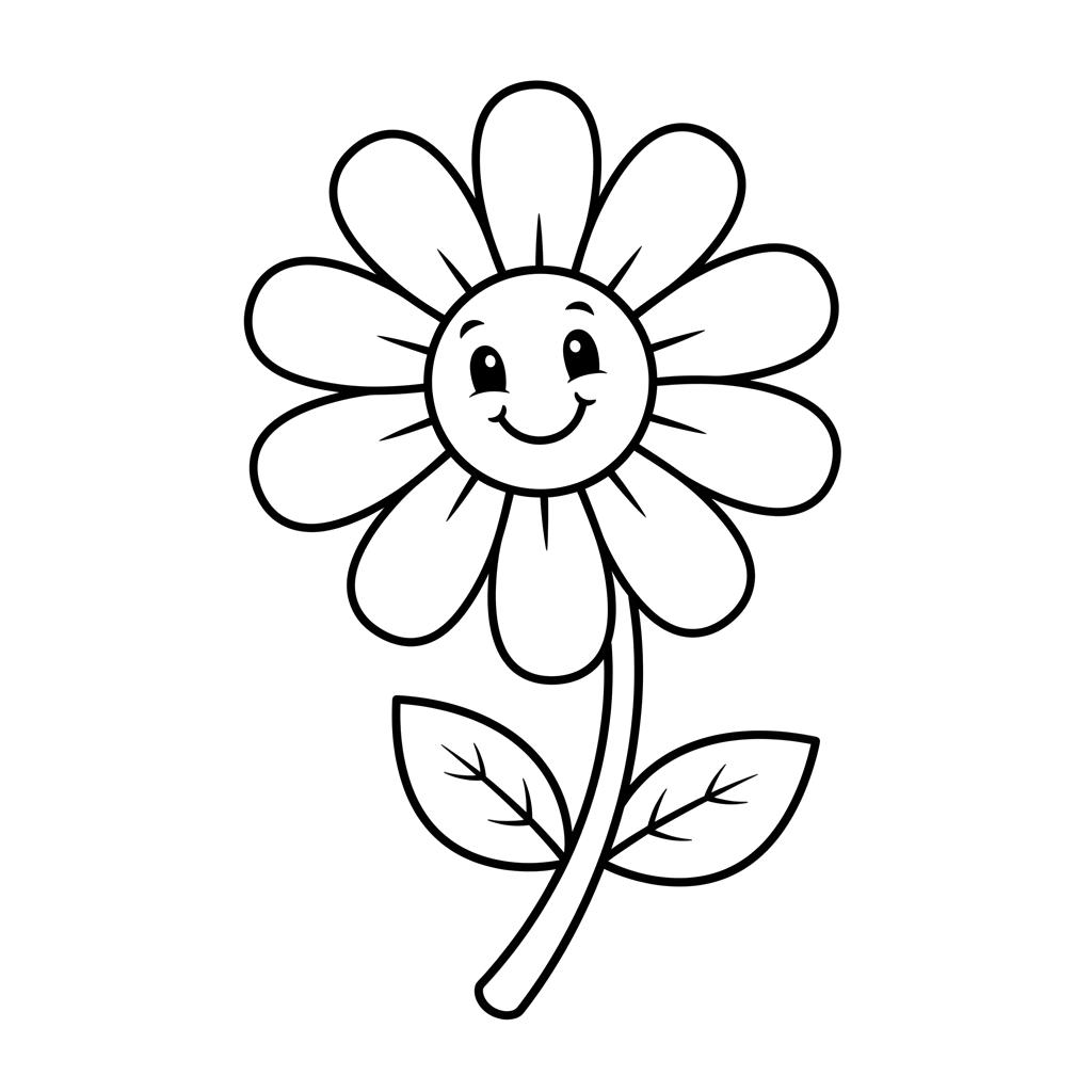 Daisy free flowers & nature coloring page line art