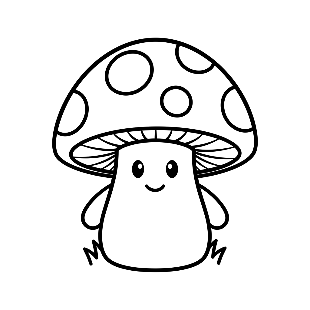 Mushroom free flowers & nature coloring page line art