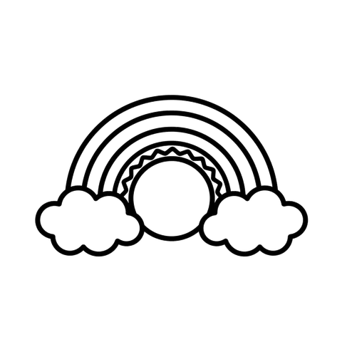 Rainbow free flowers & nature coloring page line art