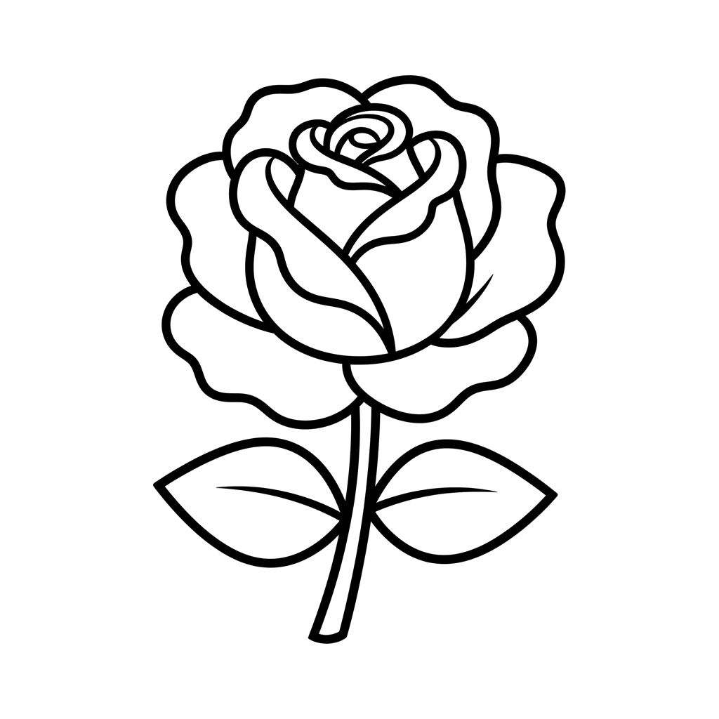 Rose free flowers & nature coloring page line art