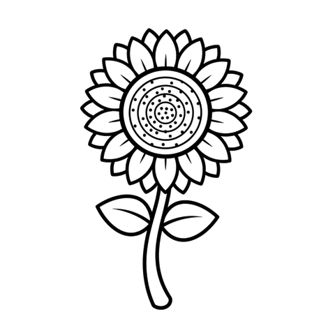 Sunflower free flowers & nature coloring page line art