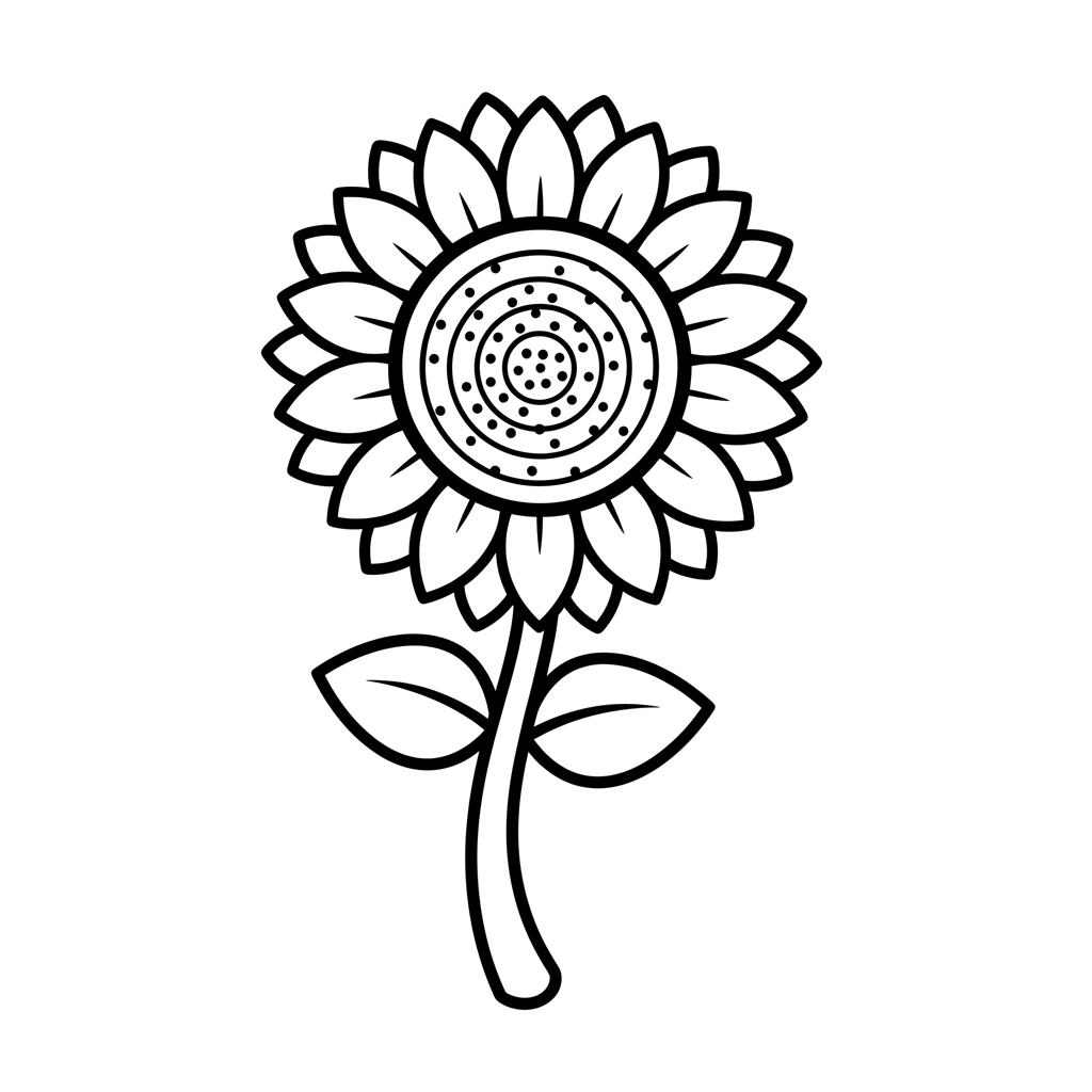 Sunflower free flowers & nature coloring page line art