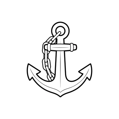 Anchor line art representing the under-the-sea coloring collection