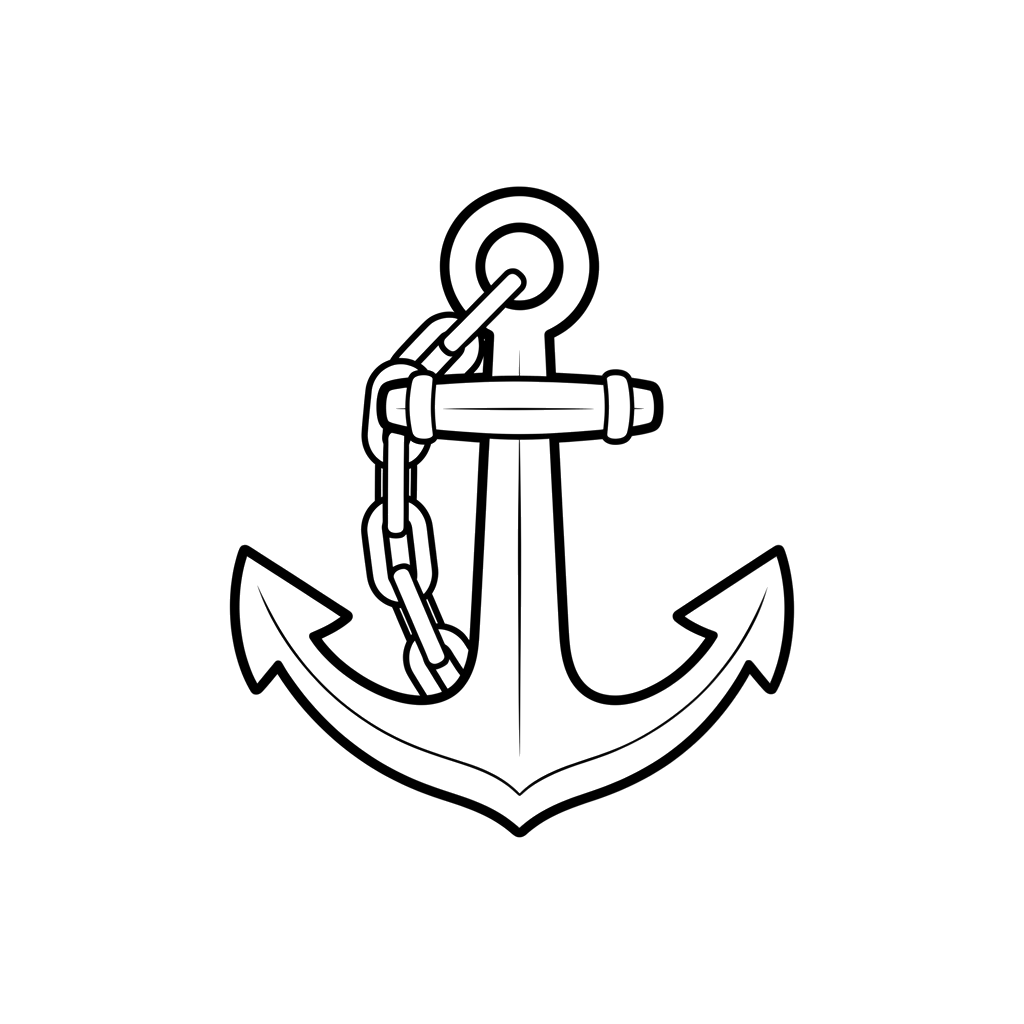 Anchor free under the sea coloring page line art
