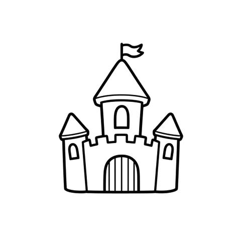 Castle line art representing the princess and castle coloring collection
