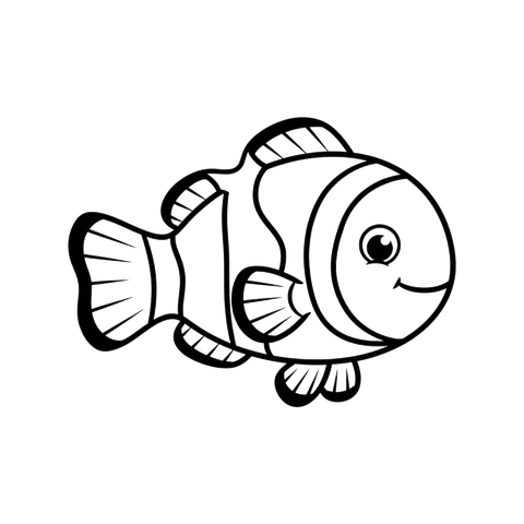 Clownfish line art representing the sea creature coloring collection