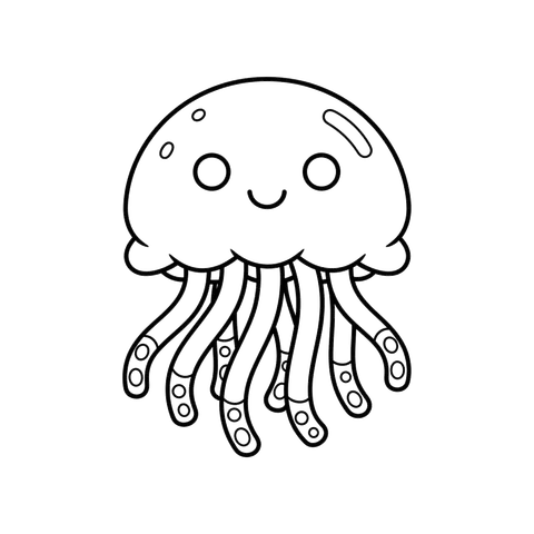 Jellyfish free sea creatures coloring page line art