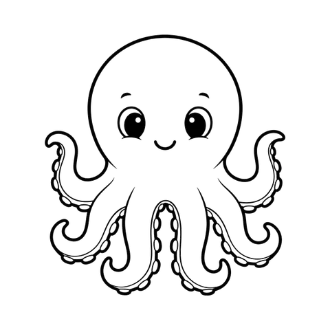 Octopus free sea creatures coloring page line art