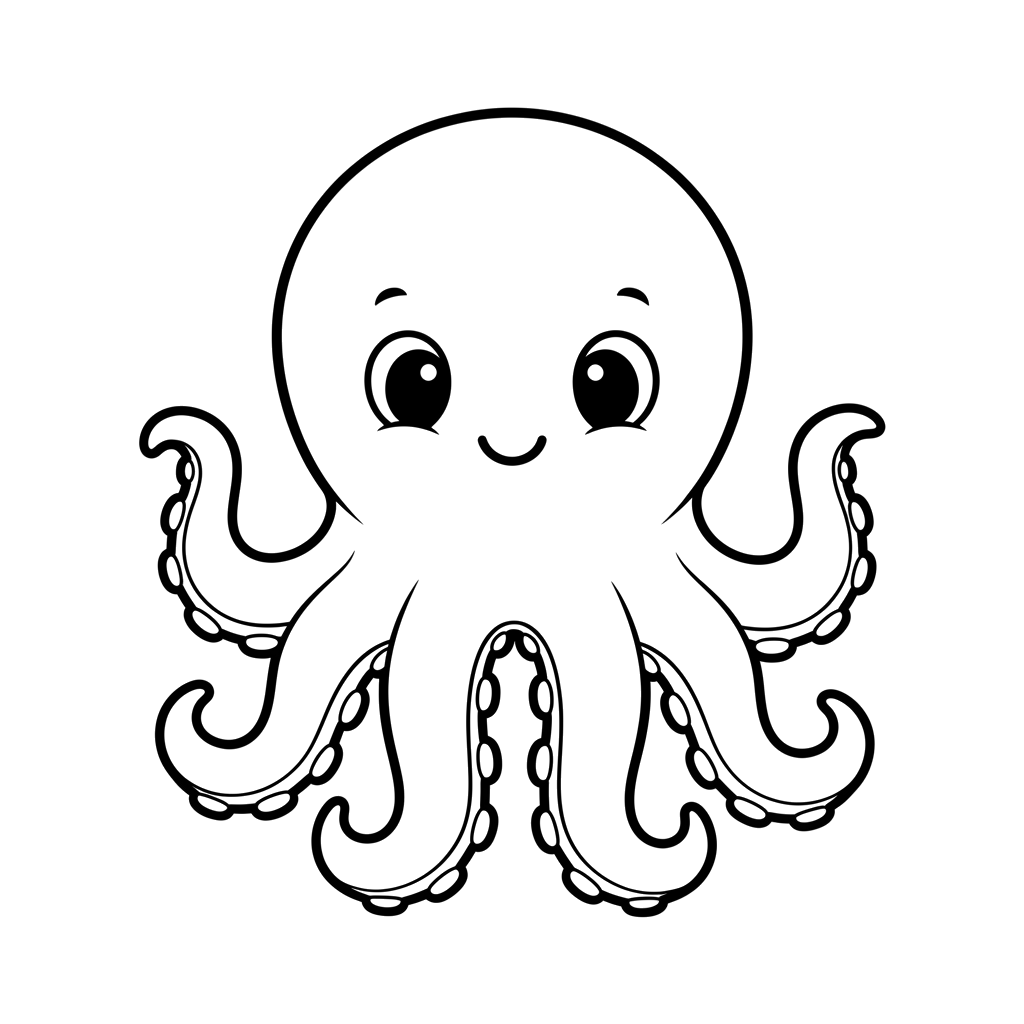 Octopus free sea creatures coloring page line art