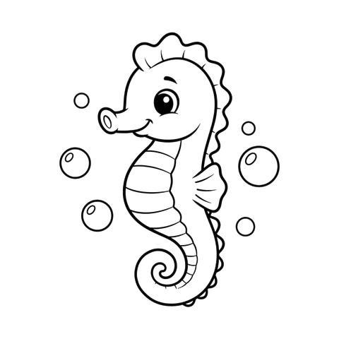 Seahorse free sea creatures coloring page line art