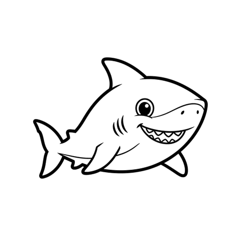 Shark free sea creatures coloring page line art