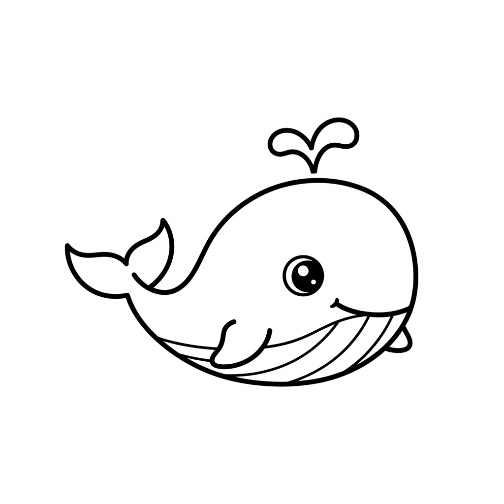 Whale free sea creatures coloring page line art
