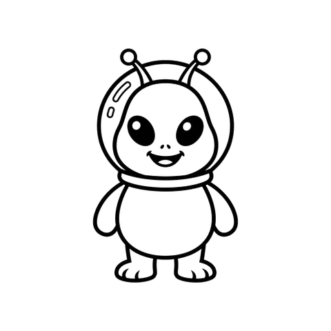 Alien line art representing the space coloring collection