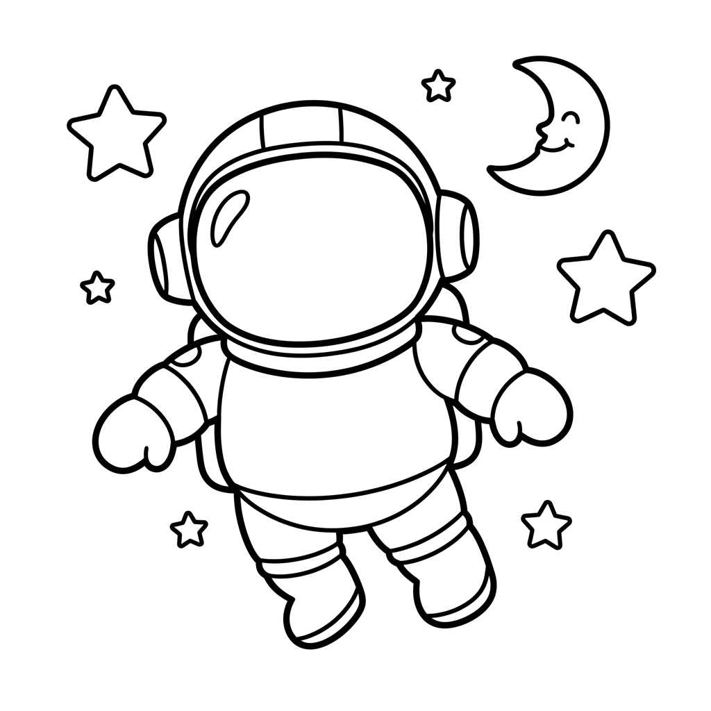 Astronaut free space coloring page line art