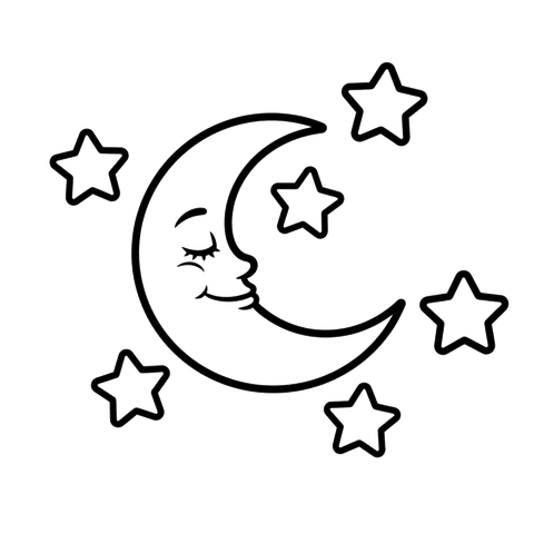 Moon And Stars free space coloring page line art
