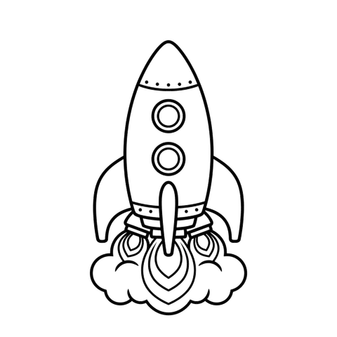 Rocket free space coloring page line art