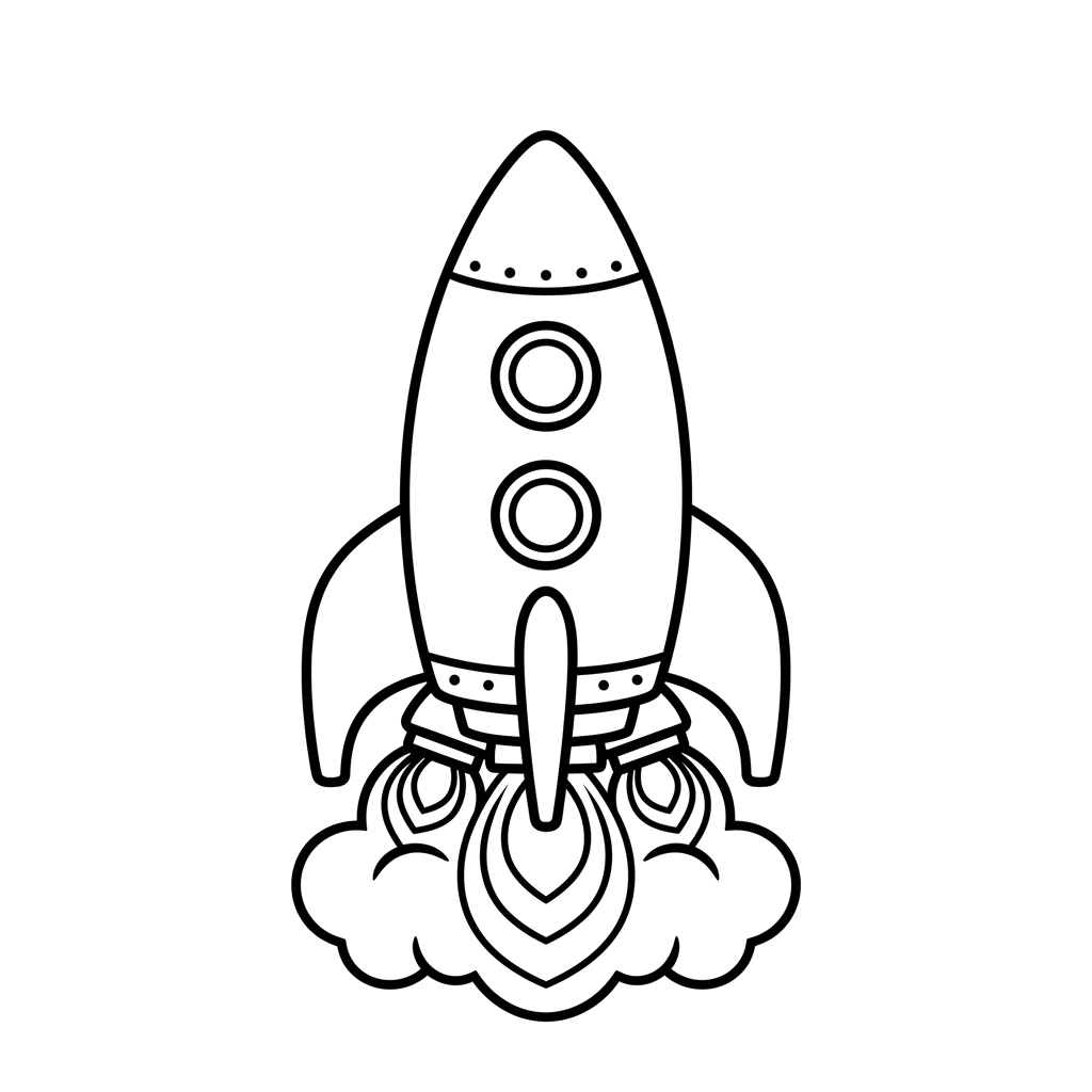 Rocket free space coloring page line art