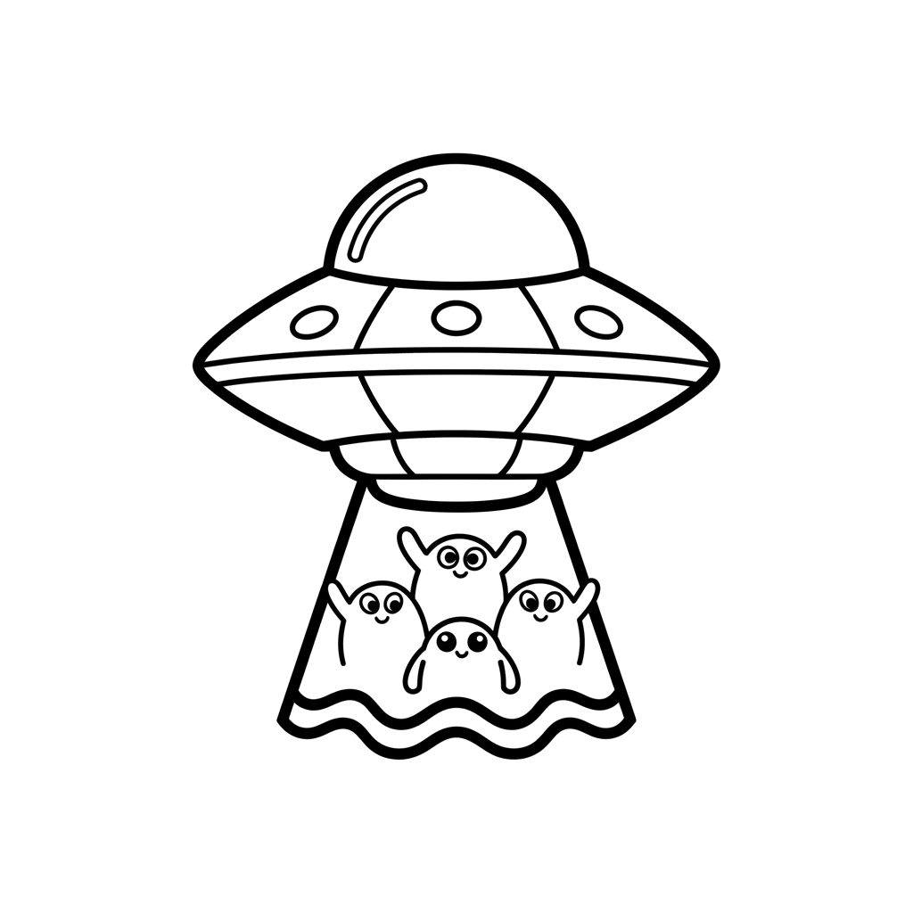 Ufo free space coloring page line art