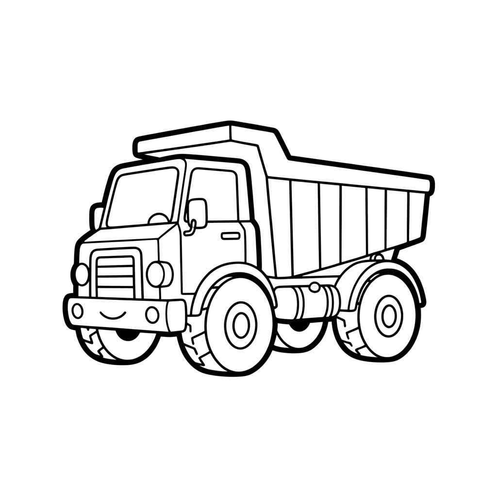 Dump Truck free vehicles coloring page line art